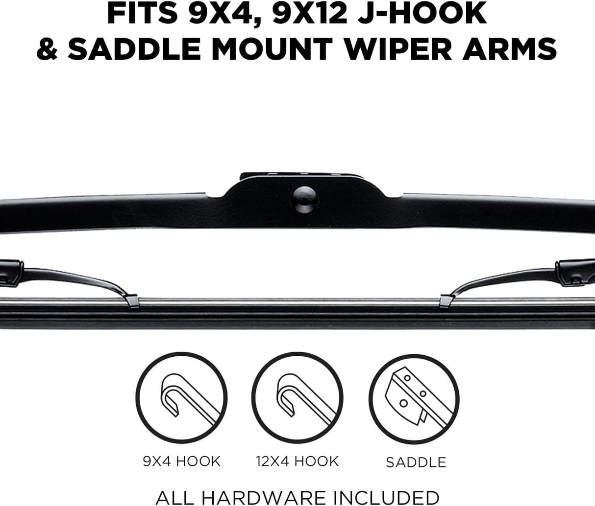 Clix Wipers RV Class-A OEM Heavy Duty Replacement All-Weather Steel Windshield Wiper for Jumbo Hook Arms - w/Saddle Adapter (Set of 2)