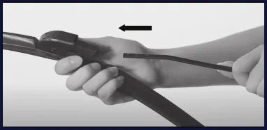 Slide the old blade off the bayonet arm