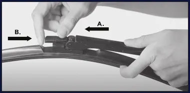 Push the arm in and slide the sleeve closed