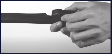Hold the blade with the X Clip facing the arm